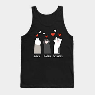 Cute Paw Funny Cat Rock Paper Scissors Tank Top